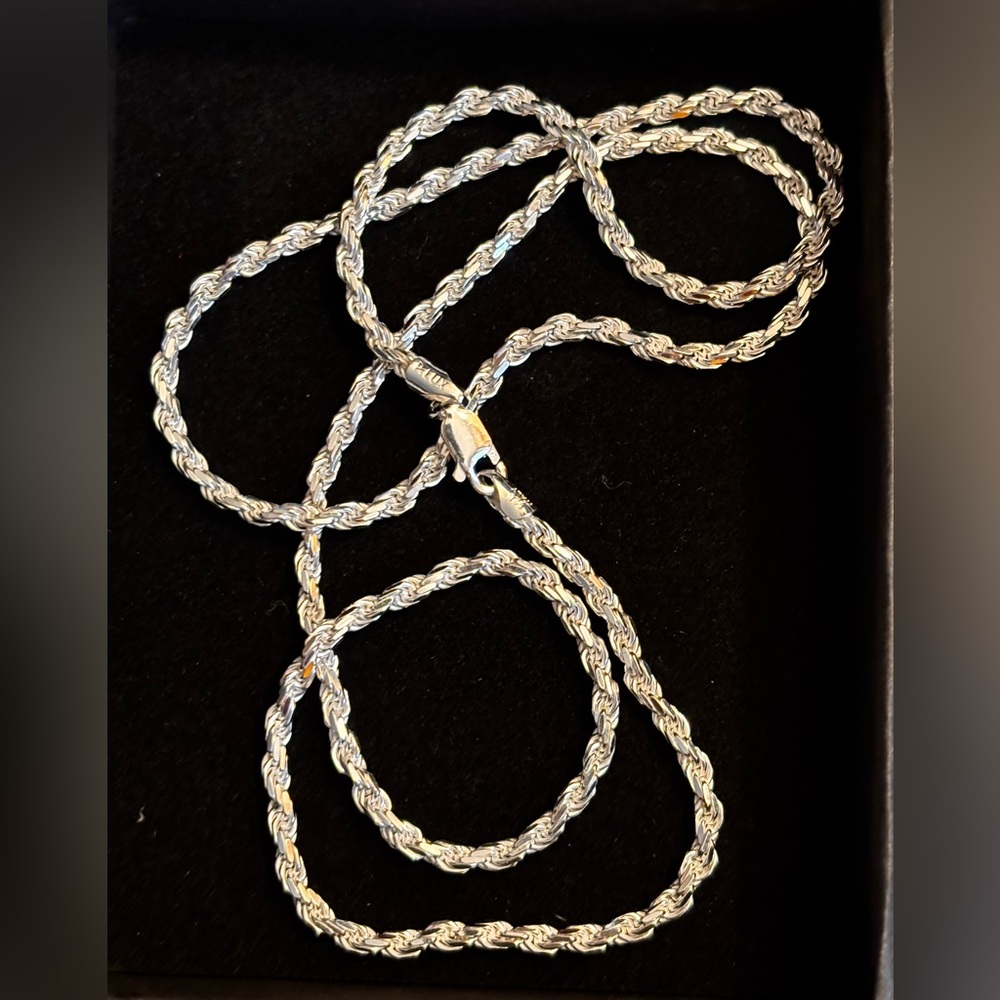 Sterling Silver Rope Chain Necklace - Silver